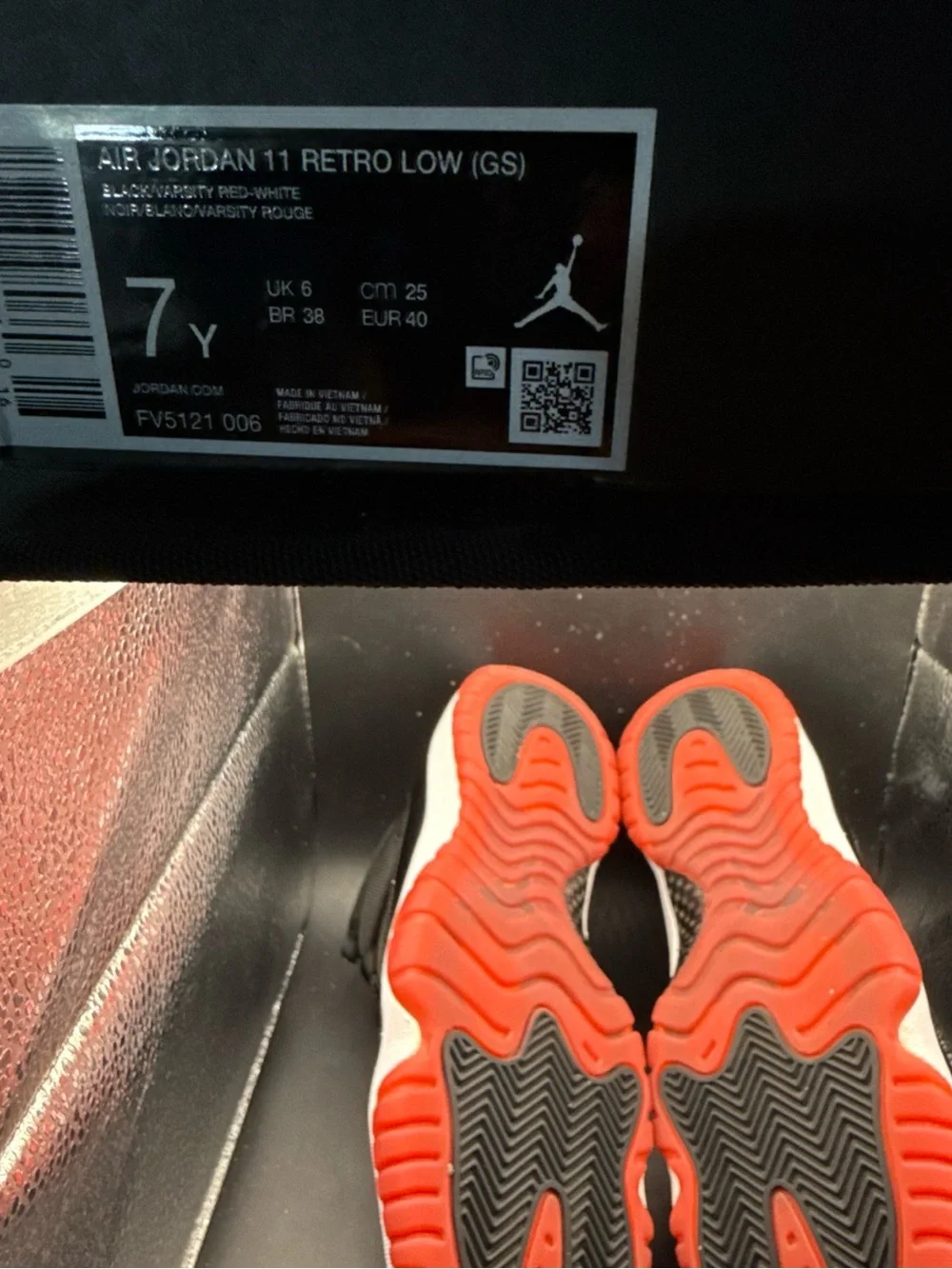 Size 7Y - Air Jordan Low GS Bred 2025, FV5121-006, Clean With Box